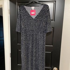 Ingrid & Isabel Flutter Short Sleeve Maternity Wrap Dress Navy NWT